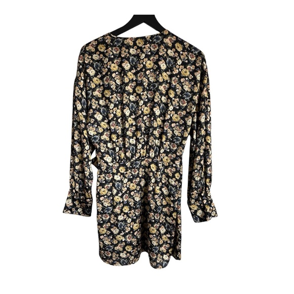 ZARA Yellow Floral V Neck Wrap Dress Long Sleeve Romper - Picture 5 of 9